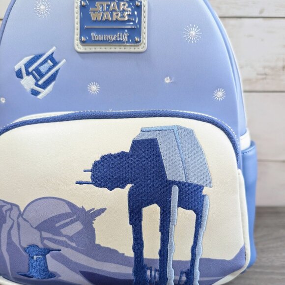 Star Wars Loungefly Mini Backpack Hoth AT-AT Empire Strikes Back Blue - Picture 2 of 8